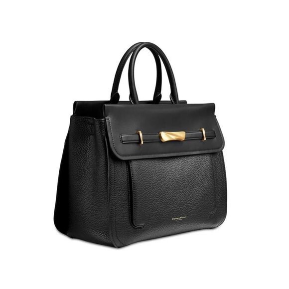 Donna Karan NY Oceanside leather women's large satchel bag -Black(No long strap) - Picture 1 of 12